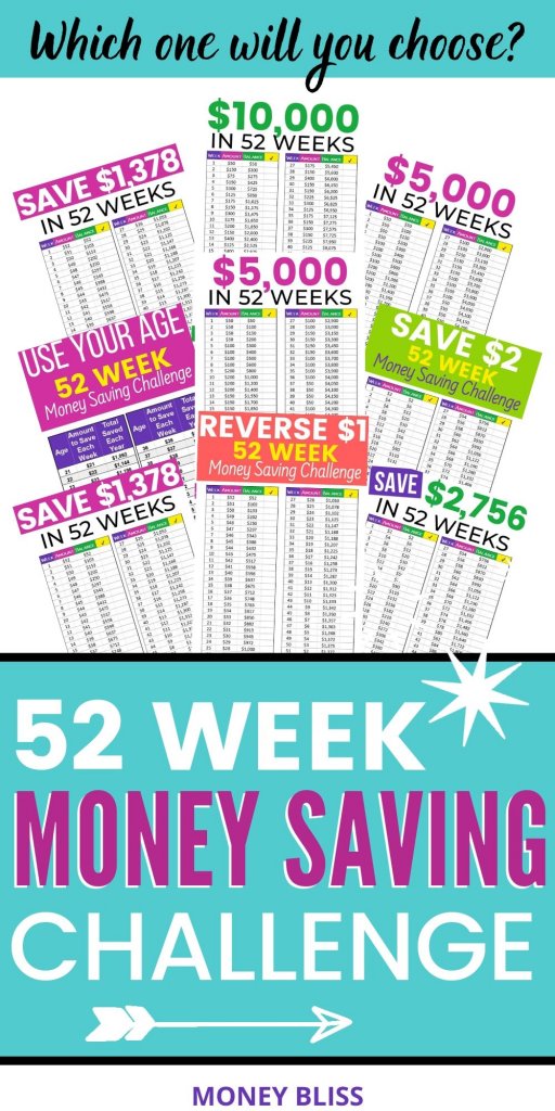 Su desafío de ahorro de dinero de 52 semanas + Imprimible gratis